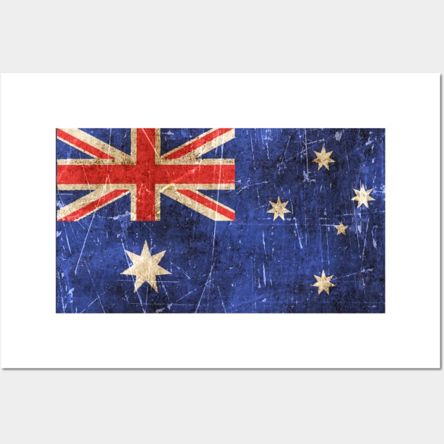 Vintage Aged and Scratched Australian Flag Wall Art by jeffbartels